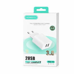 Adaptor priză cu 2 porturi USB, 3.0A, Plastic, Alb