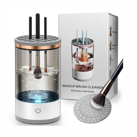 Aparat electric curatare pensule machiaj USB, dispozitiv automat cu recipient fumuriu