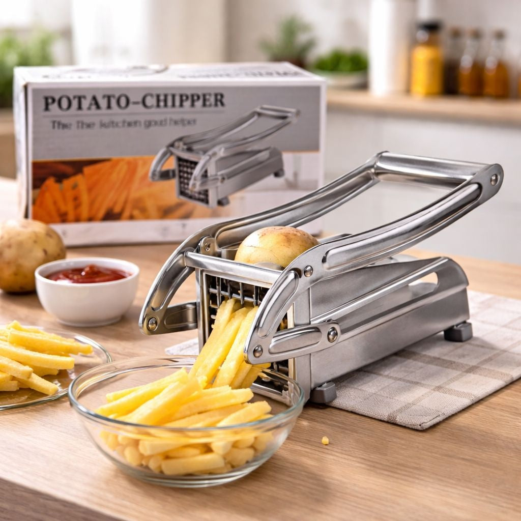 Aparat manual taiat cartofi pentru cartofi prajiti, presa cartofi inox Potato Chipper