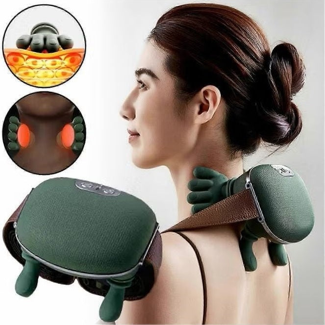 Aparat masaj cervical premium cu incalzire, masaj gat si umeri, deep kneading, portabil