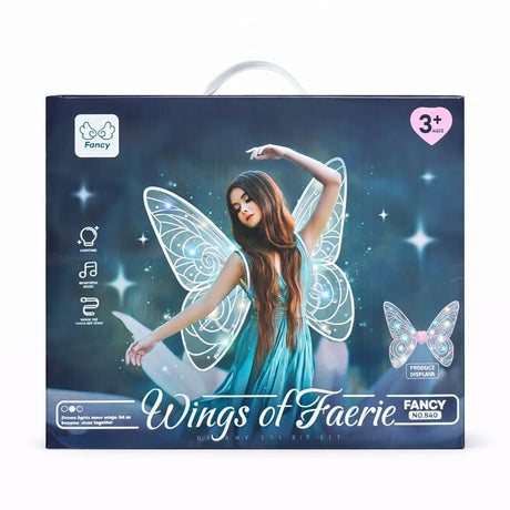 Aripi de zana cu LED pentru copii, model fluture roz, costum carnaval