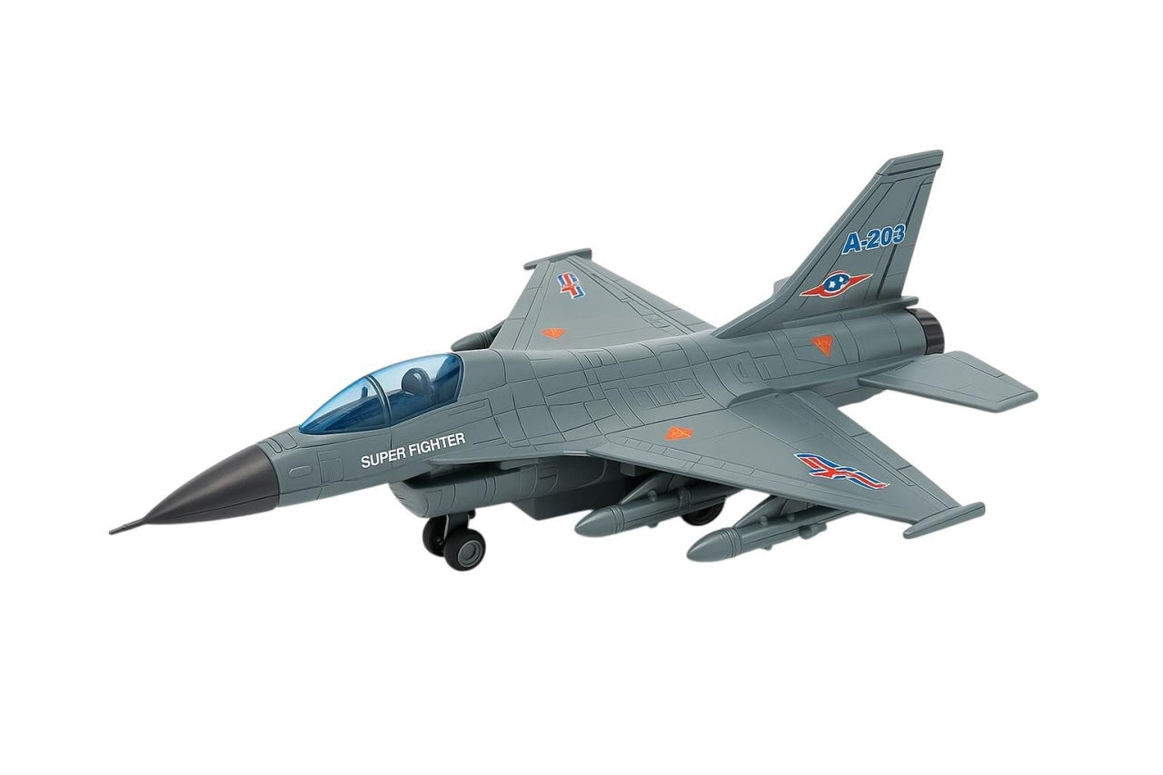 Avion de lupta de metal FIGHTER cu efecte luminoase , jucarie pentru copii 3+