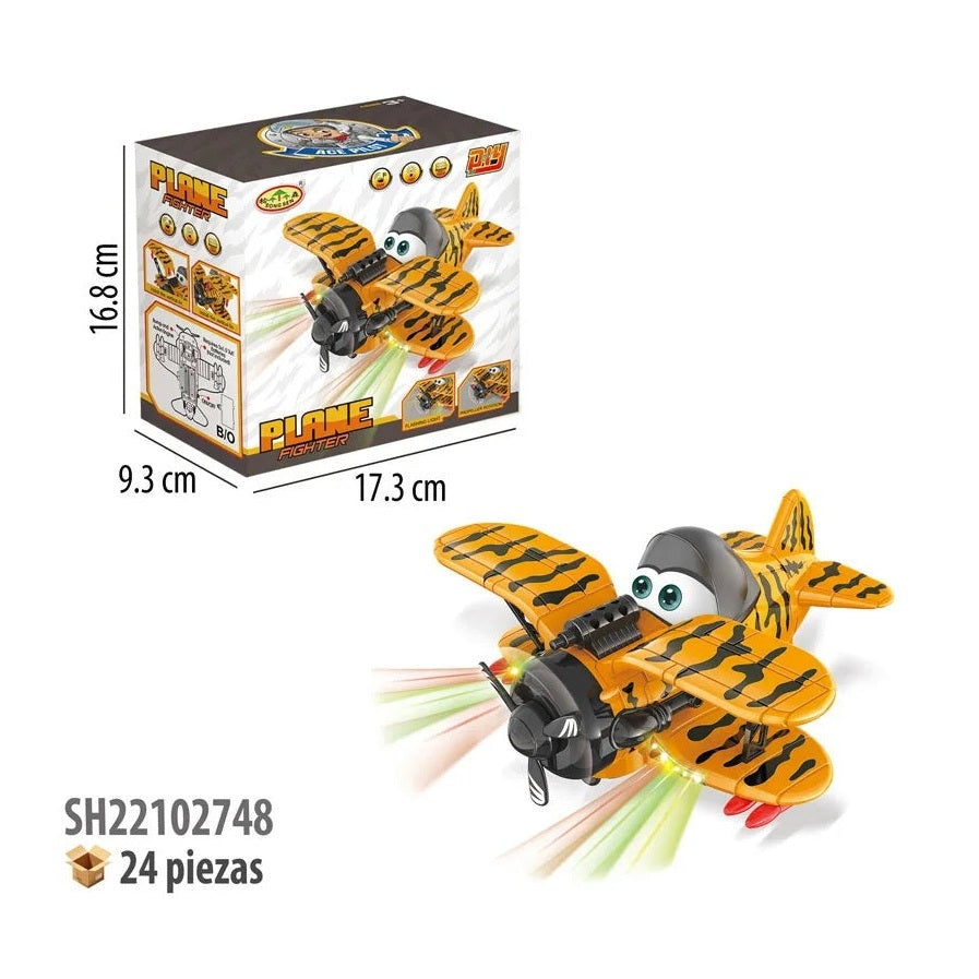 Avion Jucarie cu Lumini, Sunete si Miscare , Model Fighter Tiger, 17.3x16.8x9.3 cm