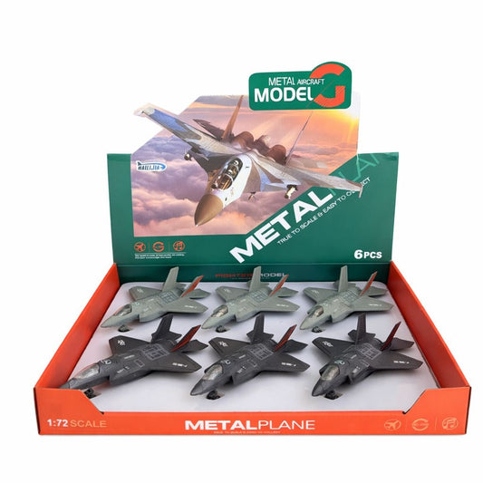 Avion militar jucarie metalic cu lumini si sunete model realist 21 cm diverse culori