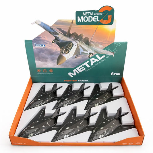 Avion stealth jucarie metalic negru cu lumini si sunete model realist 24 cm