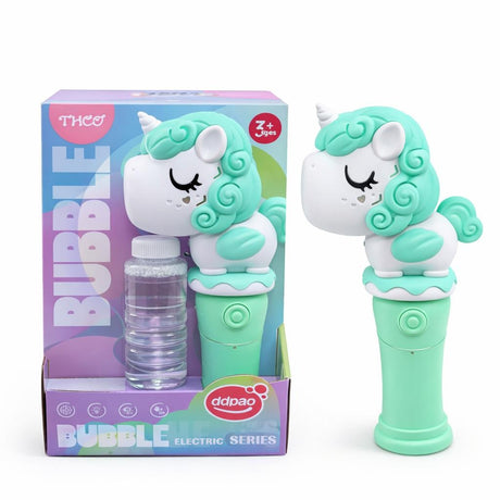 Bagheta cu baloane sapun - unicorn verde cu lumini si sunete 26x13x6.5cm