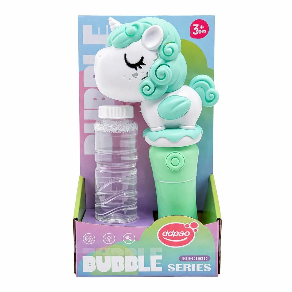 Bagheta cu baloane sapun - unicorn verde cu lumini si sunete 26x13x6.5cm