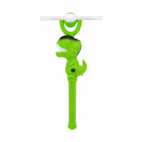 Baghetă cu lumini, Dinozaur verde, cu elice rotativă 360°, 38 cm – jucărie interactivă pentru copii