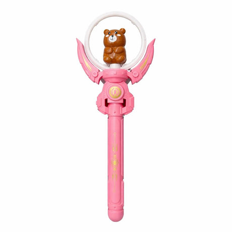 Bagheta magica interactiva pentru copii cu lumini si sunete, rotire, model ursulet, roz, 36 cm