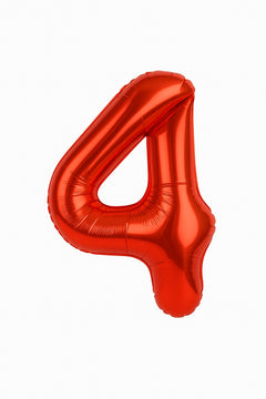 Balon folie cifra 4 rosu, 35 cm, pentru aniversari si decor, 1 buc