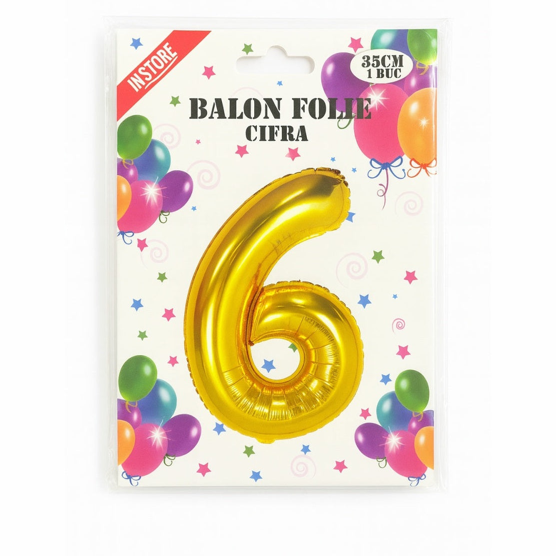 Balon folie cifra 6 auriu, 35 cm, pentru aniversari si petreceri, 1 buc