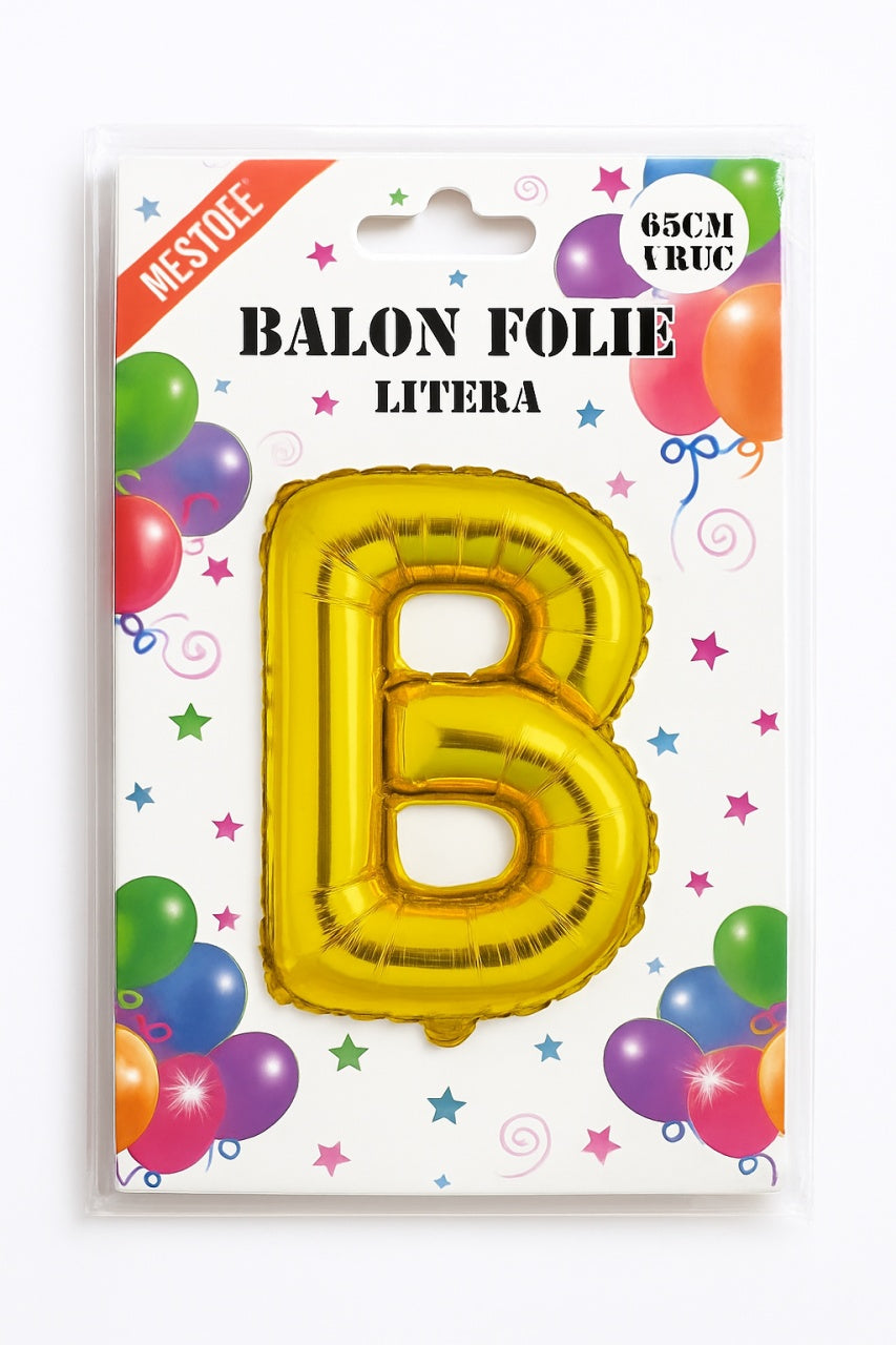 Balon folie litera B auriu 65 cm, decor petreceri si aniversari, 1 buc