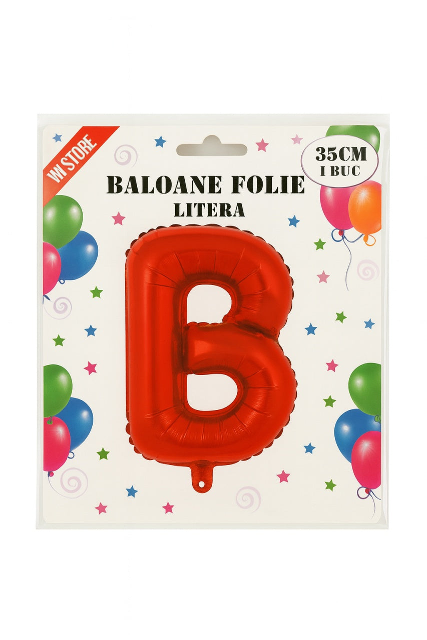 Balon folie litera B rosu 35 cm, decor aniversari si petreceri, 1 buc