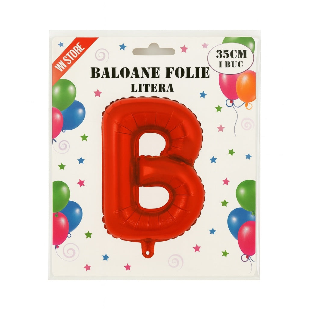 Balon folie litera B rosu 35 cm, decor aniversari si petreceri, 1 buc