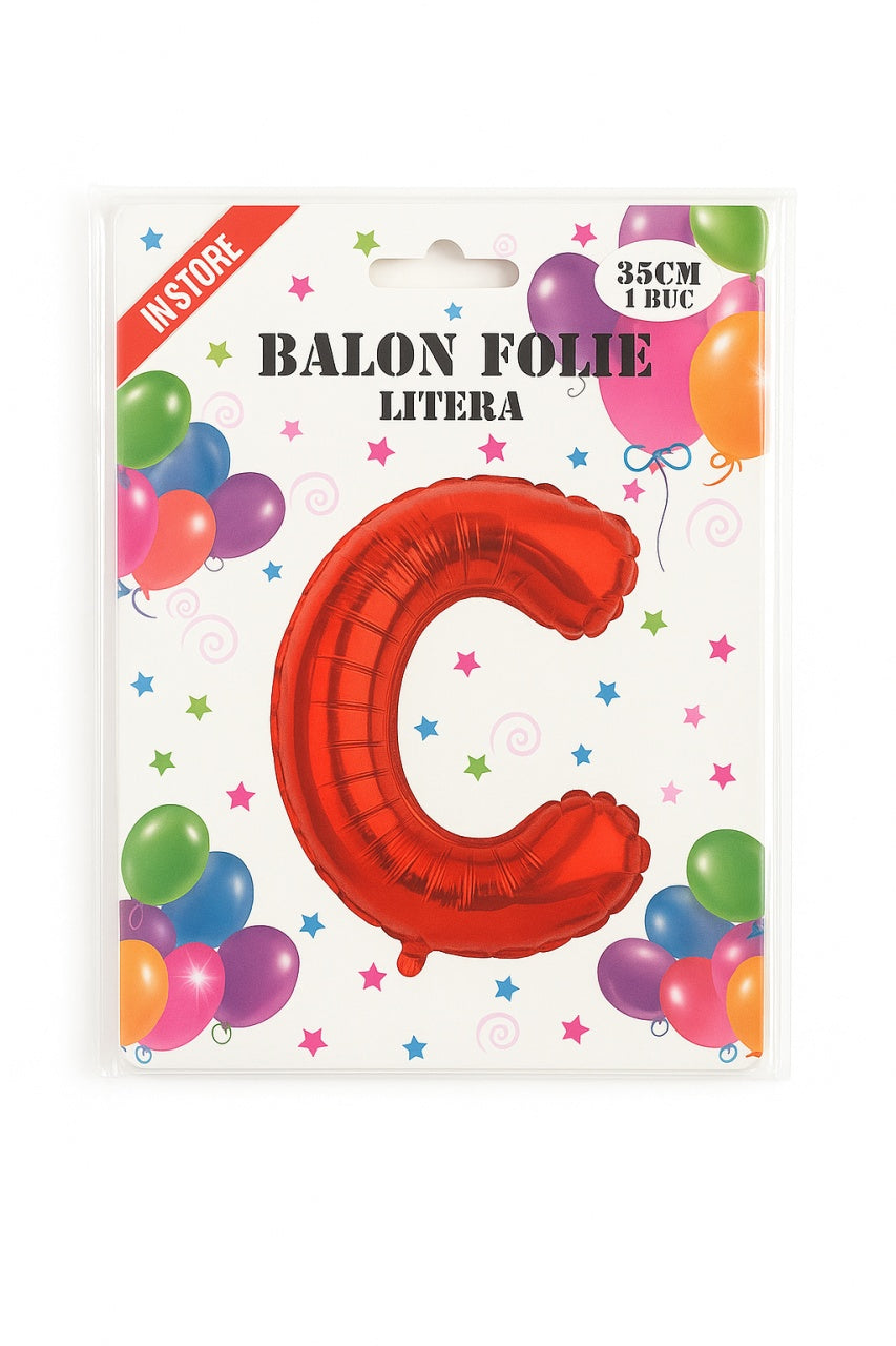 Balon folie litera C rosu, 35 cm, decor aniversari si petreceri, 1 buc
