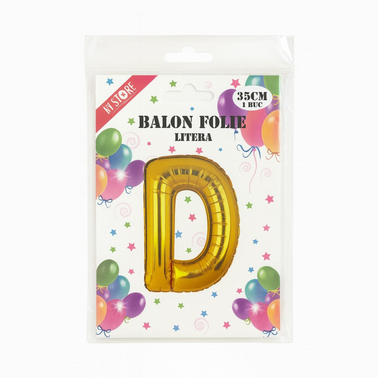 Balon folie litera D auriu 35 cm, decor aniversari si petreceri, 1 buc