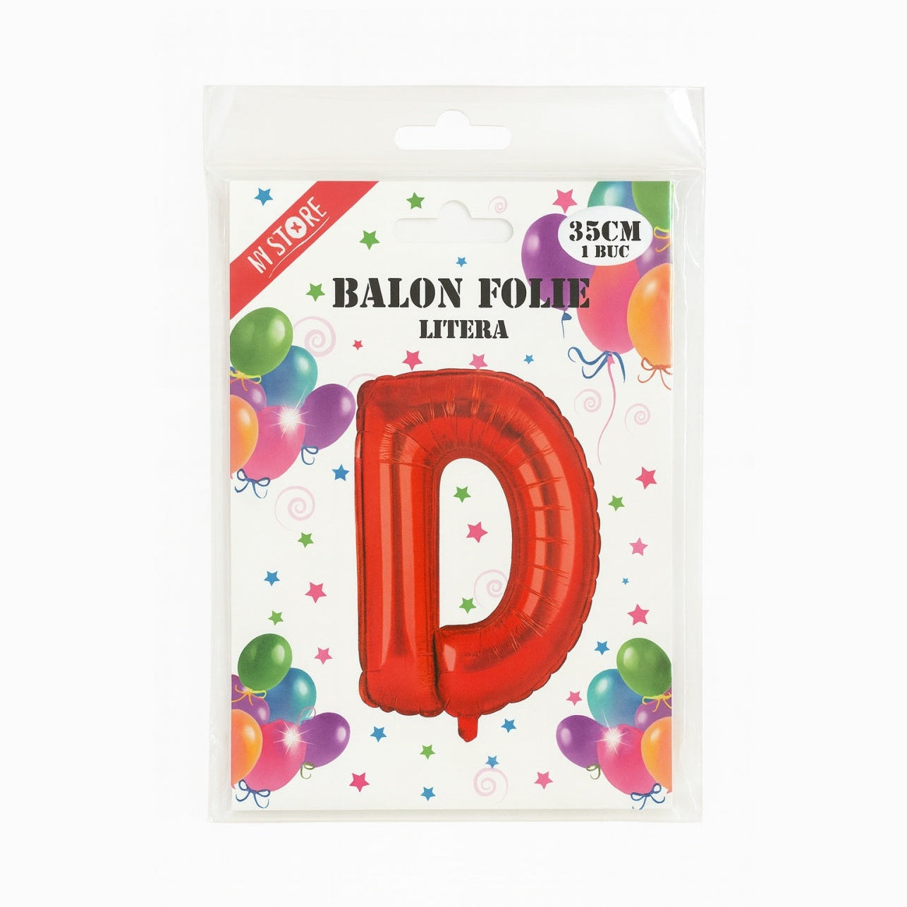 Balon folie litera D rosu 35 cm, decor aniversari si petreceri, 1 buc