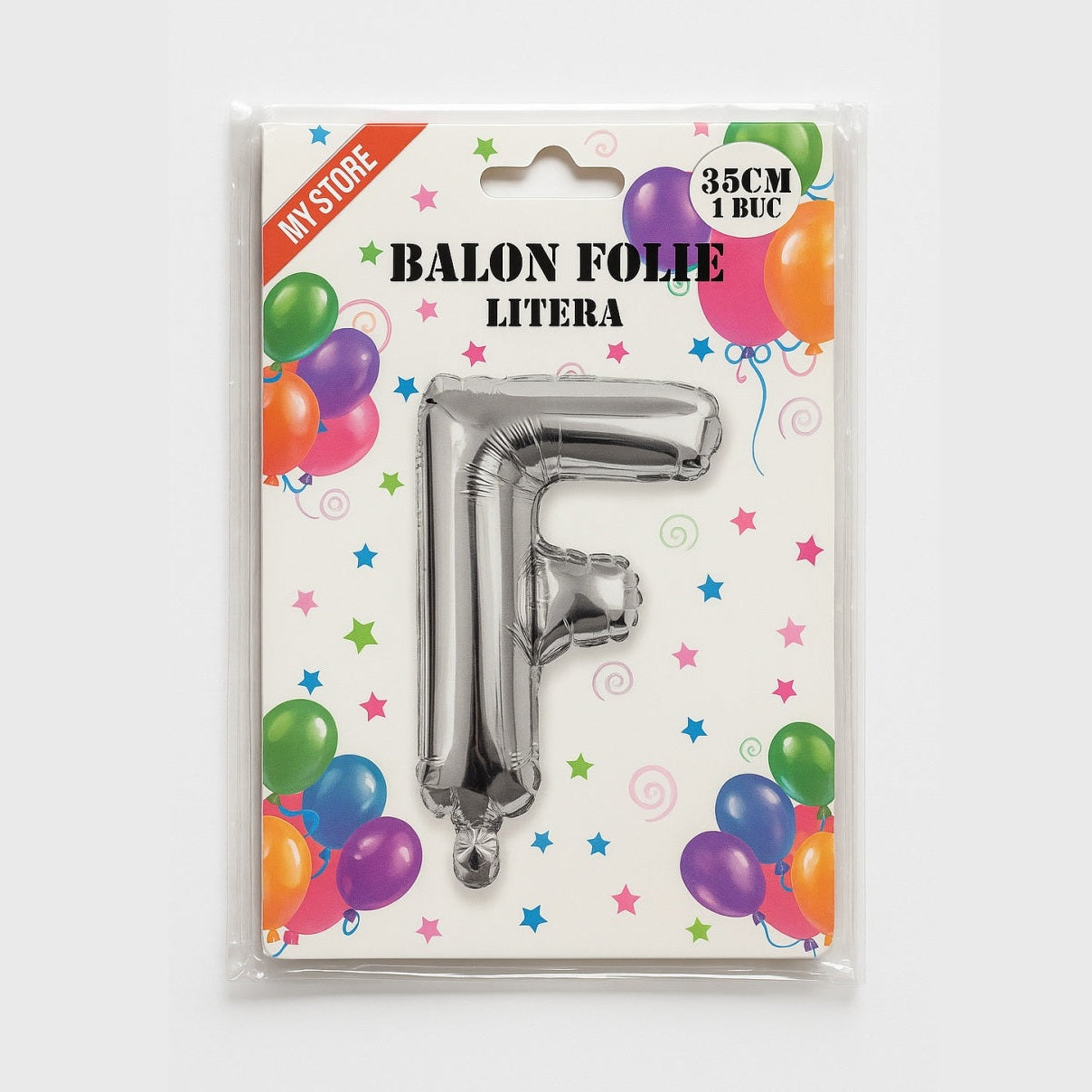 Balon folie litera F argintiu, 35 cm, decor petreceri si aniversari, 1 buc