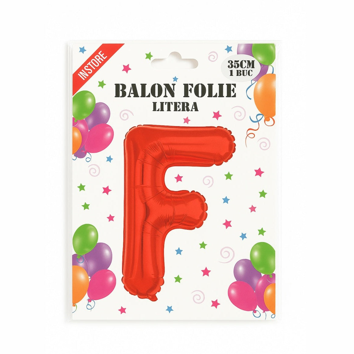 Balon folie litera F rosu, 35 cm, decor aniversar si petreceri, 1 buc
