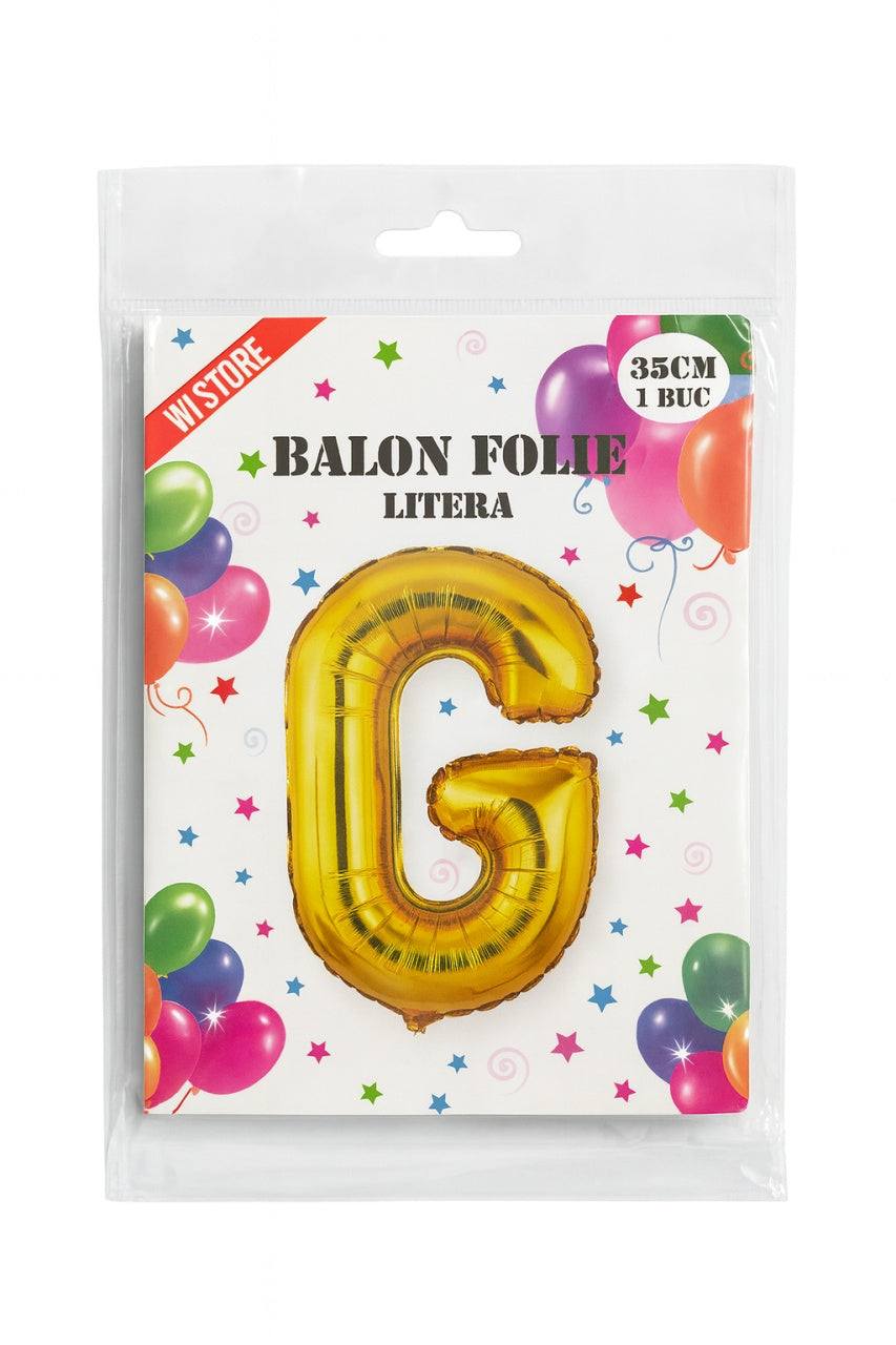 Balon folie litera G auriu 35 cm, decor aniversari si petreceri, 1 buc