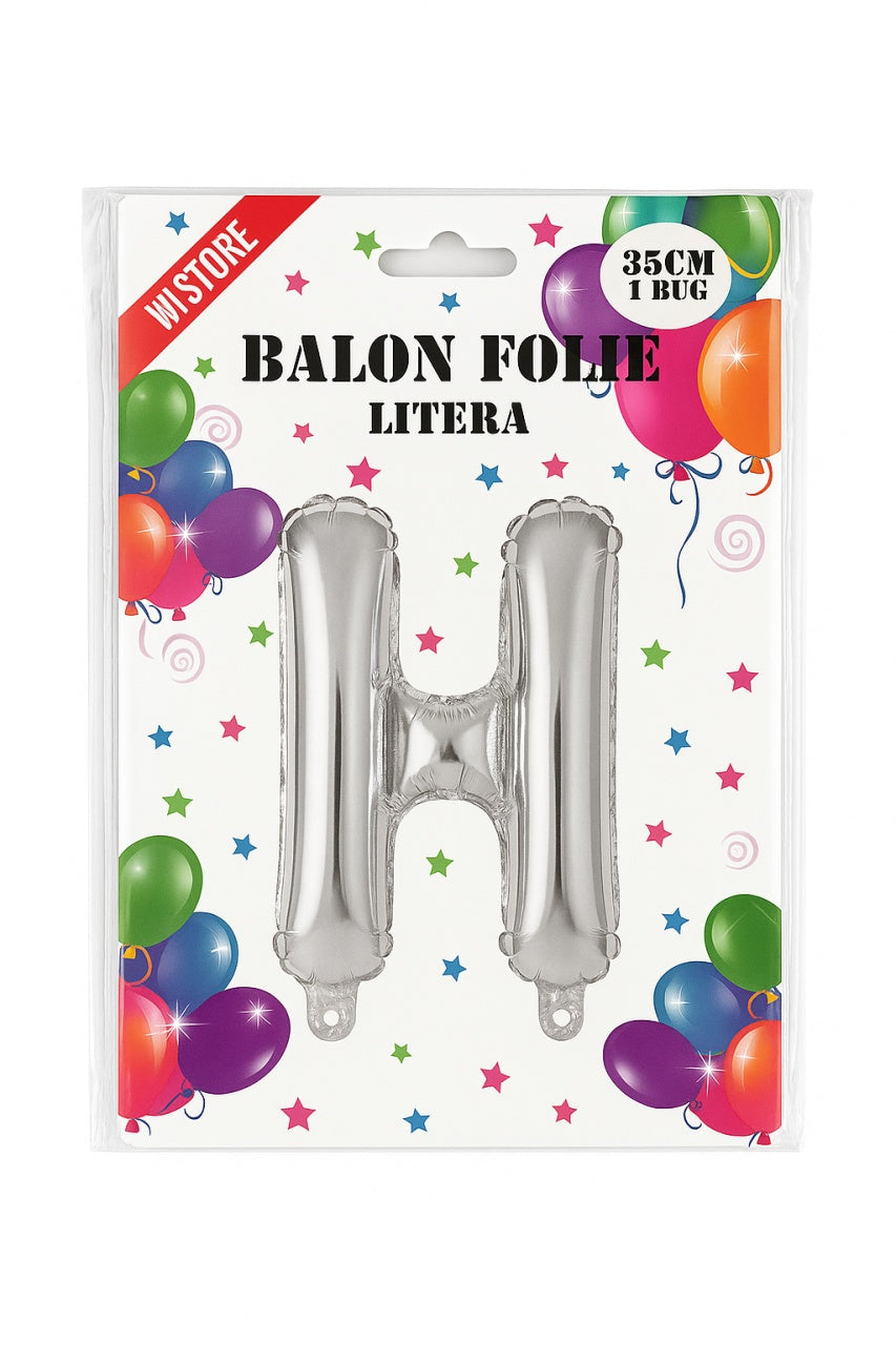 Balon folie litera H argintiu 35 cm, decor petreceri si aniversari, 1 buc