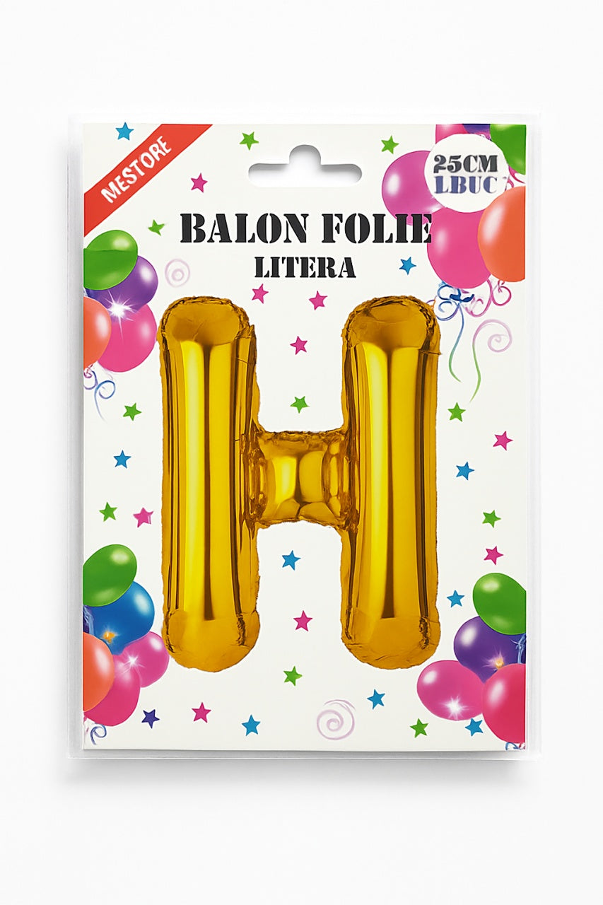 Balon folie litera H auriu 25 cm, decor petreceri si aniversari, 1 buc
