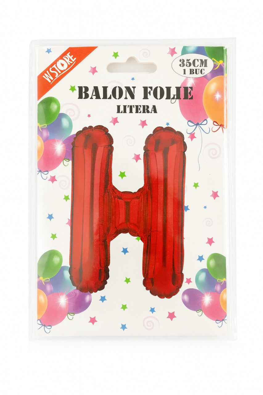 Balon folie litera H rosu 35 cm, decor aniversari si petreceri, 1 buc