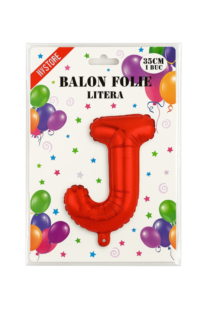 Balon folie litera J rosu, 35 cm, decor aniversari si petreceri, 1 buc
