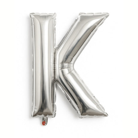 Balon folie litera K argintiu, 35 cm, decor aniversari si petreceri, 1 buc
