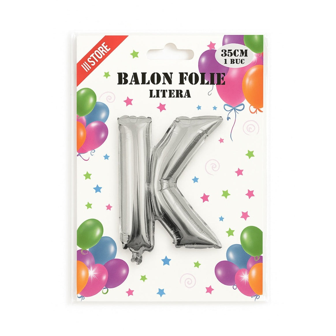 Balon folie litera K argintiu, 35 cm, decor aniversari si petreceri, 1 buc