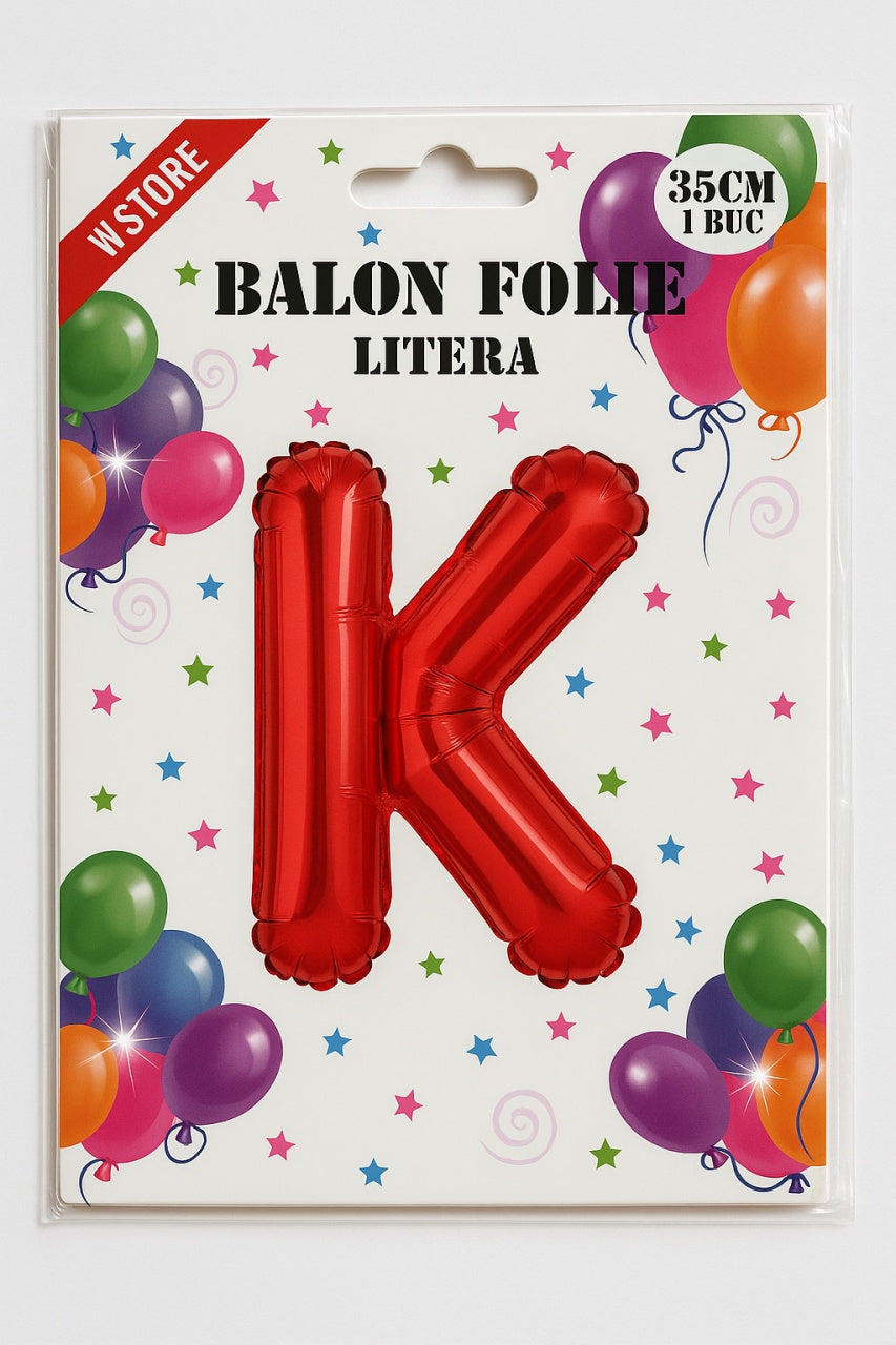 Balon folie litera K rosu, 35 cm, decor aniversari si petreceri, 1 buc
