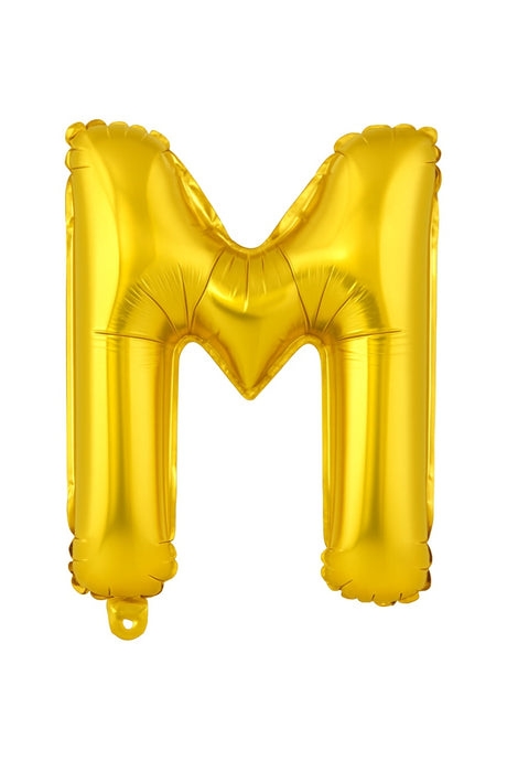 Balon folie litera M auriu 35 cm, decor aniversari si petreceri, 1 buc