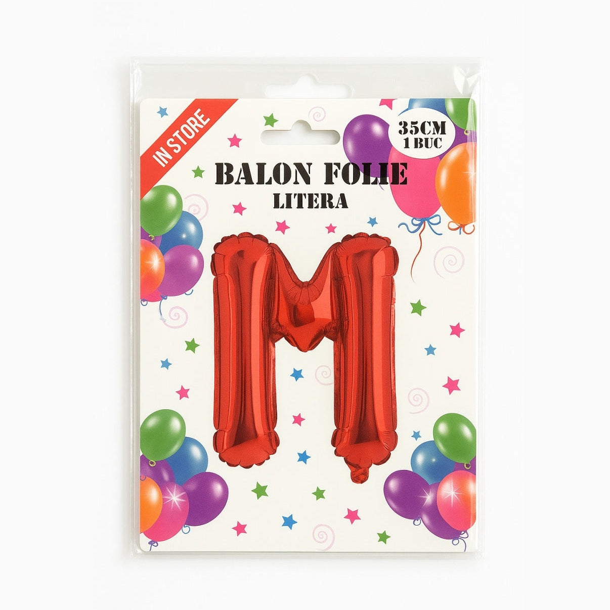 Balon folie litera M rosu, 35 cm, decor petreceri si aniversari, 1 buc