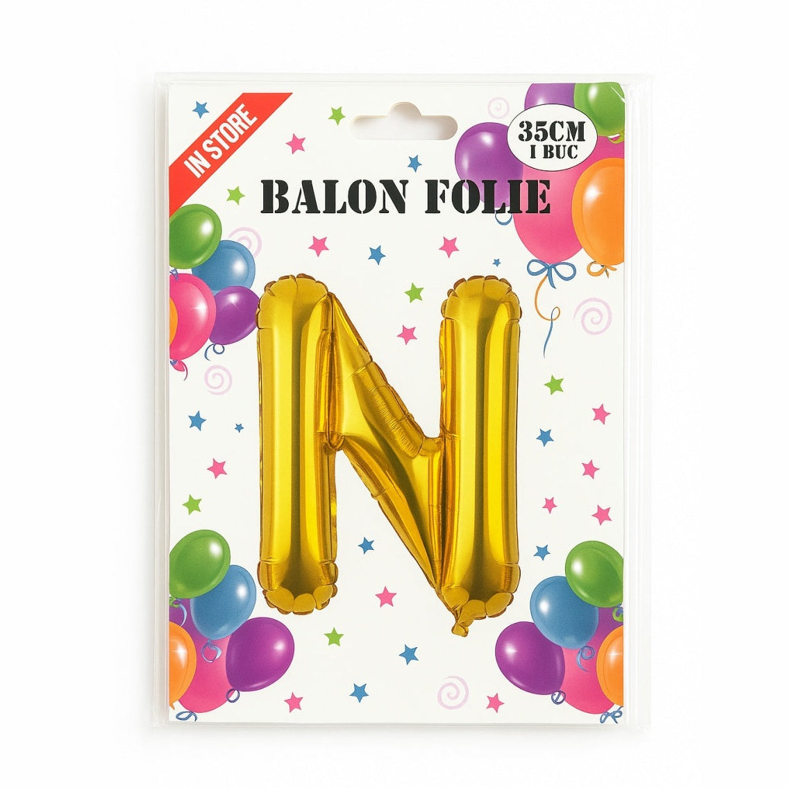 Balon folie litera N auriu, 35 cm, decor petreceri si aniversari, 1 buc