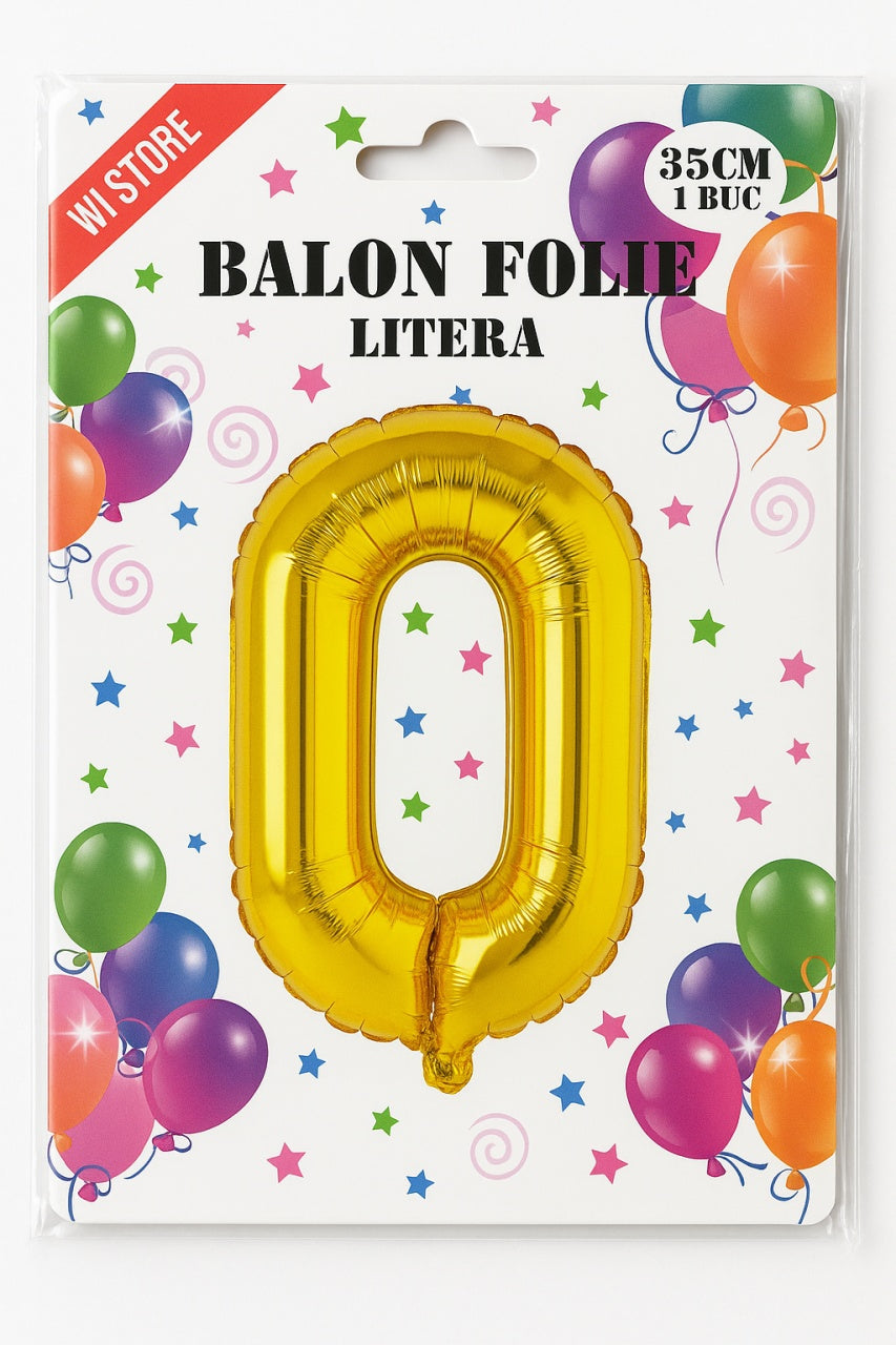 Balon folie litera O auriu, 35 cm, decor petreceri si aniversari, 1 buc