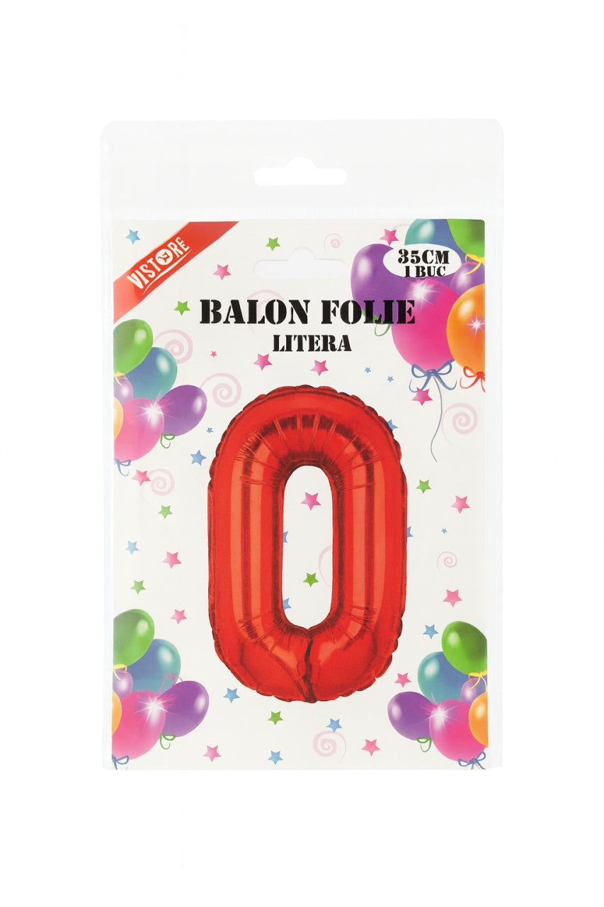 Balon folie litera O rosu, 35 cm, decor petreceri si aniversari, 1 buc