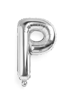 Balon folie litera P argintiu, 35 cm, decor aniversar si petreceri, 1 buc