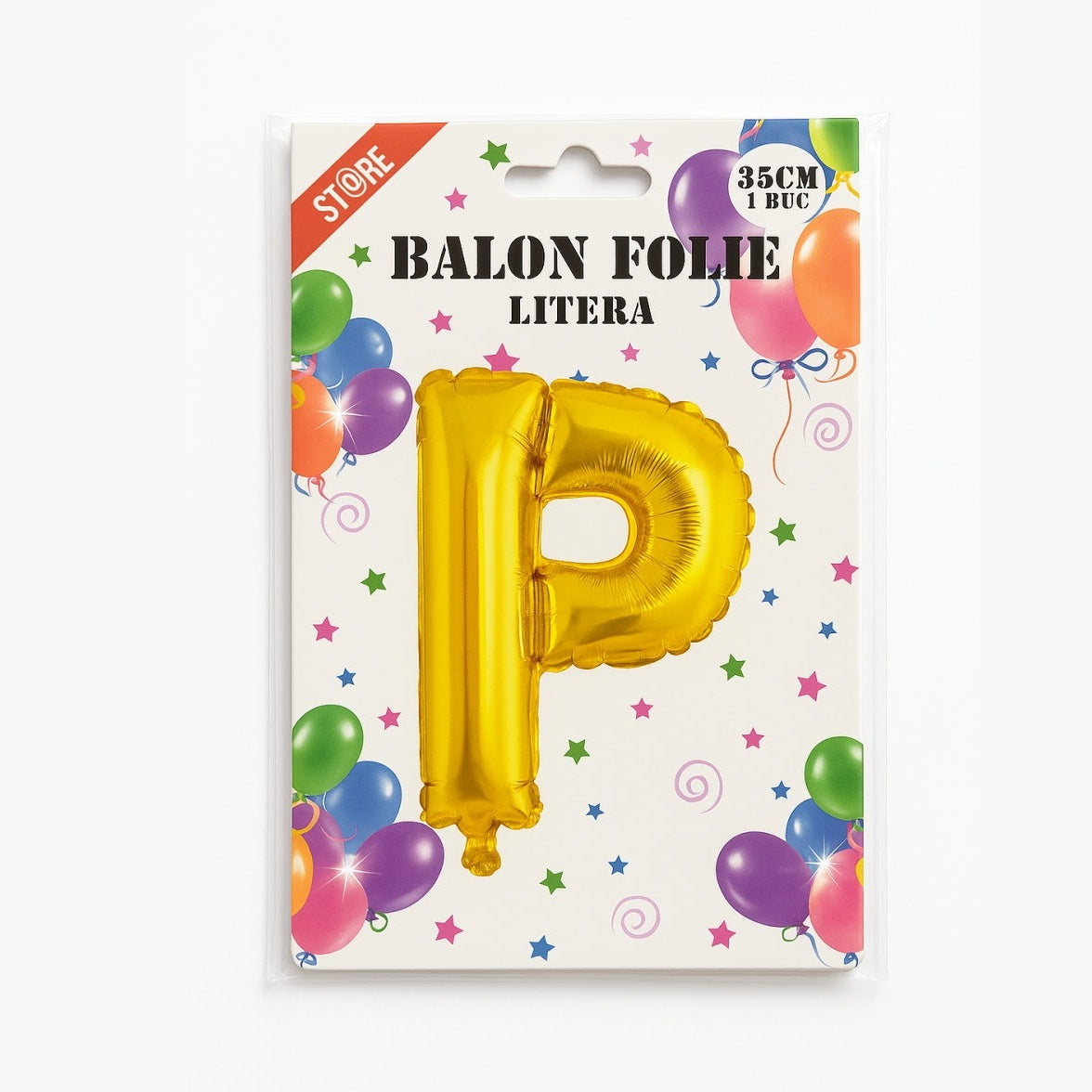 Balon folie litera P auriu, 35 cm, decor aniversar si petreceri, 1 buc