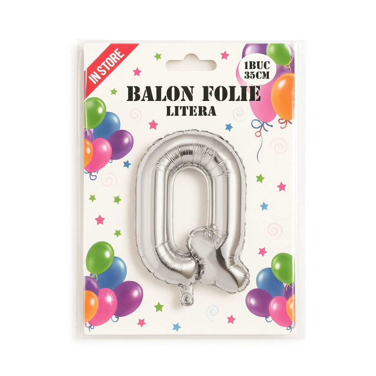 Balon folie litera Q argintiu, 35 cm, decor petreceri si aniversari, 1 buc