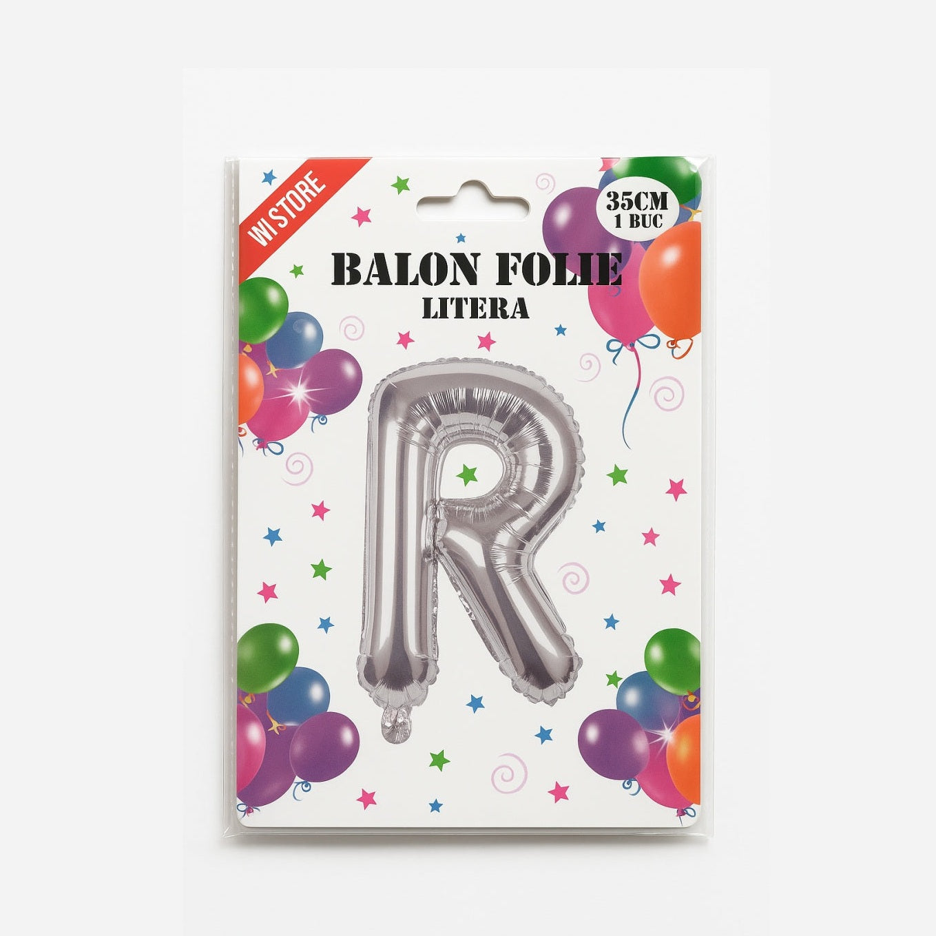 Balon folie litera R argintiu, 35 cm, decor aniversar si petreceri, 1 buc
