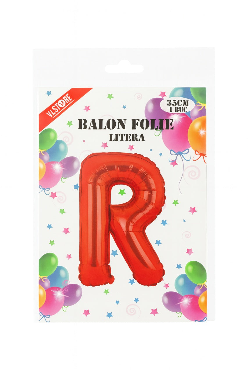 Balon folie litera R rosu, 35 cm, decor aniversar si petreceri, 1 buc