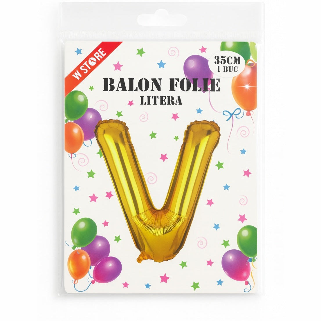 Balon folie litera V auriu, 35 cm, pentru aniversari si decor, 1 buc