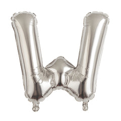 Balon folie litera W argintiu, 35 cm, decor aniversar si petreceri, 1 buc