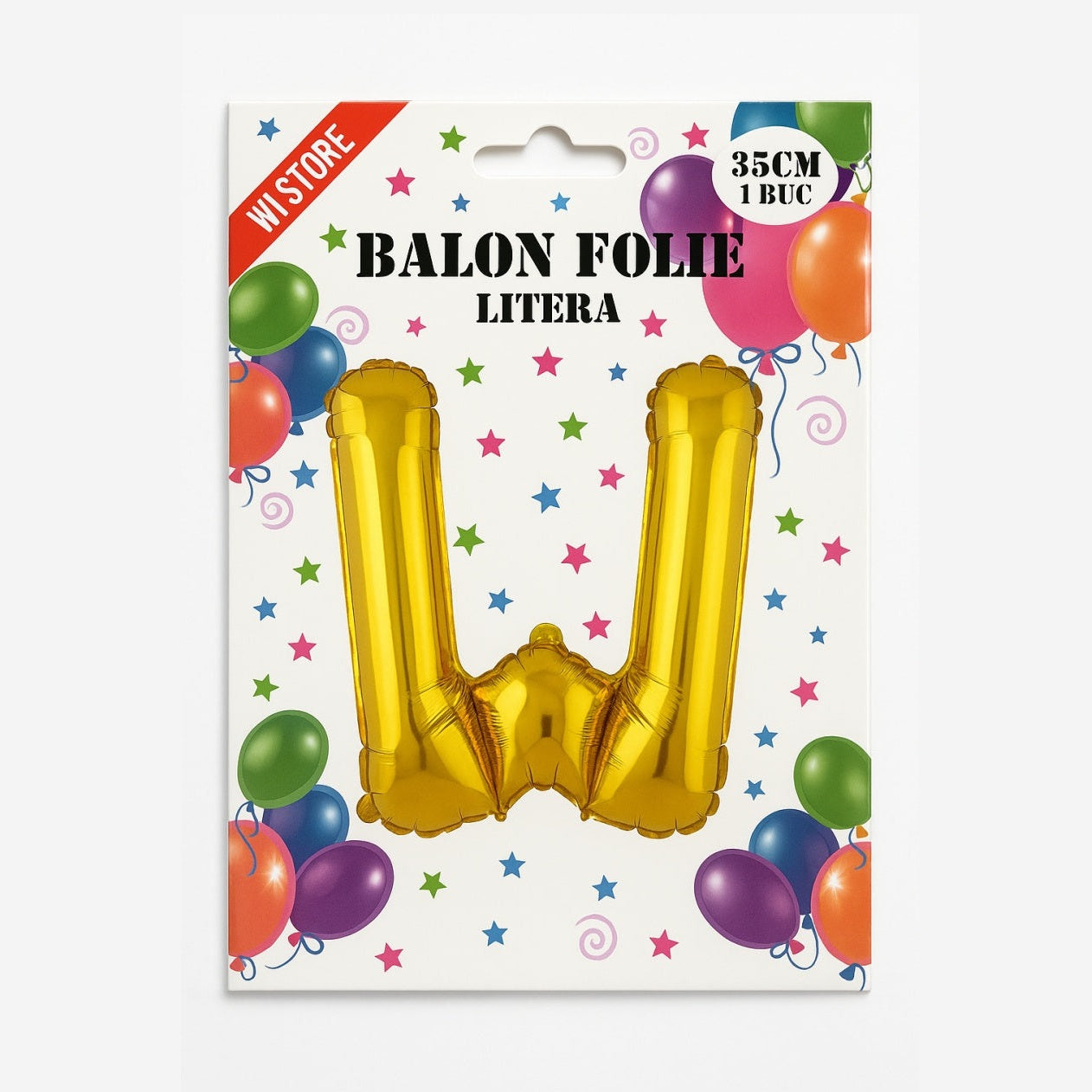 Balon folie litera W auriu, 35 cm, decor aniversar si petreceri, 1 buc
