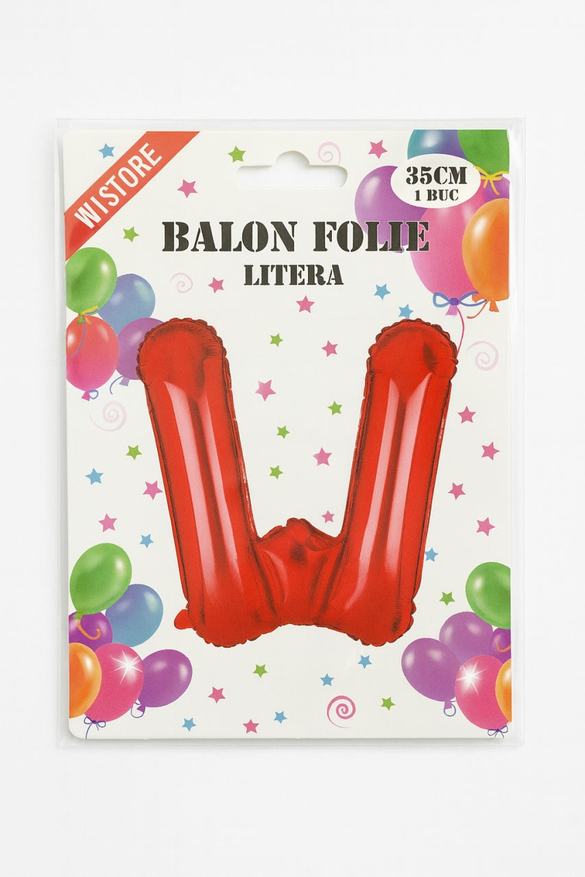 Balon folie litera W rosu, 35 cm, decor aniversar si petreceri, 1 buc