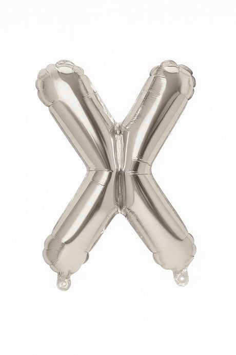 Balon folie litera X argintiu, 35 cm, decor petreceri si aniversari, 1 buc