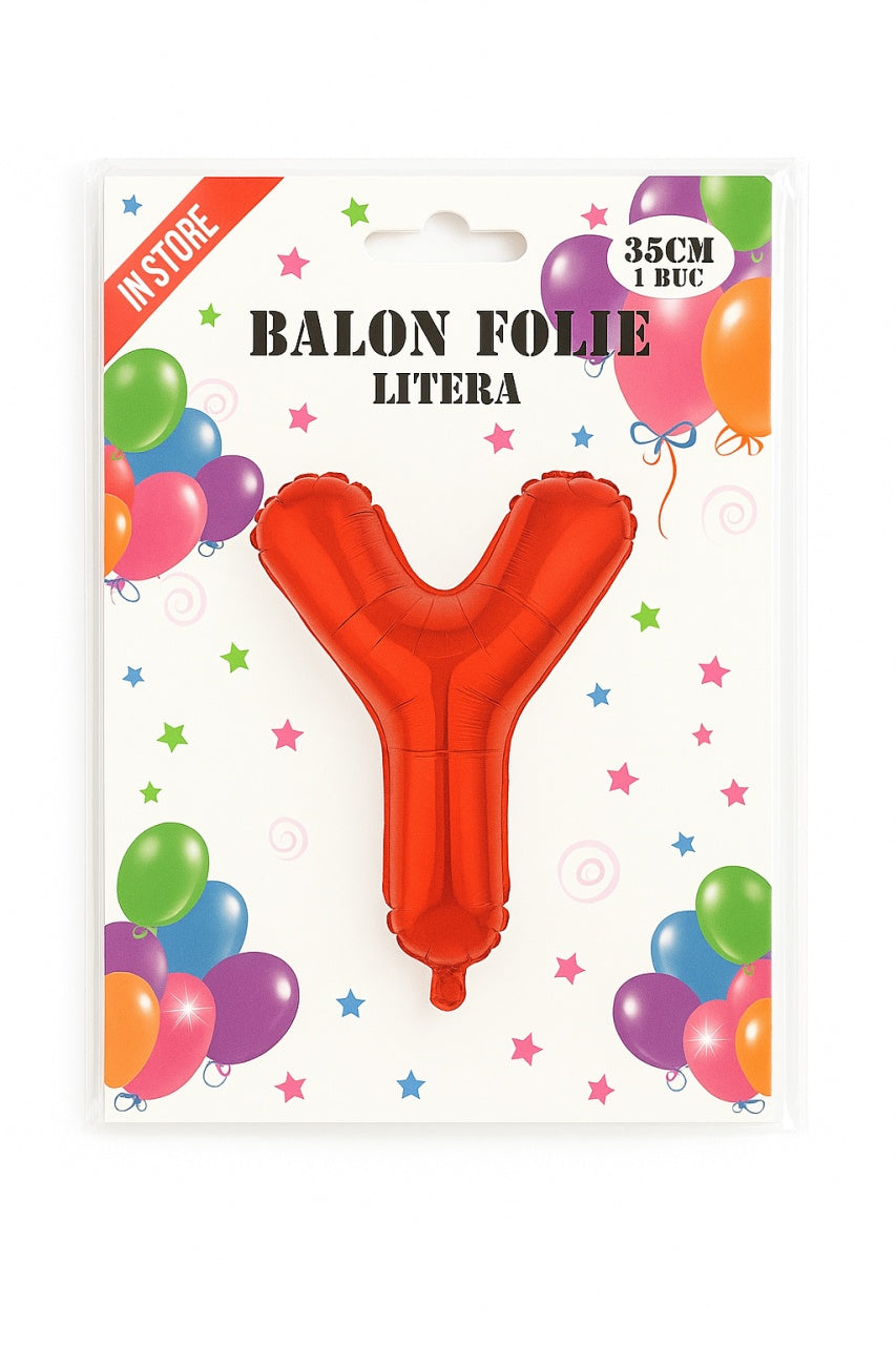 Balon folie litera Y rosu, 35 cm, decor aniversari si petreceri, 1 buc