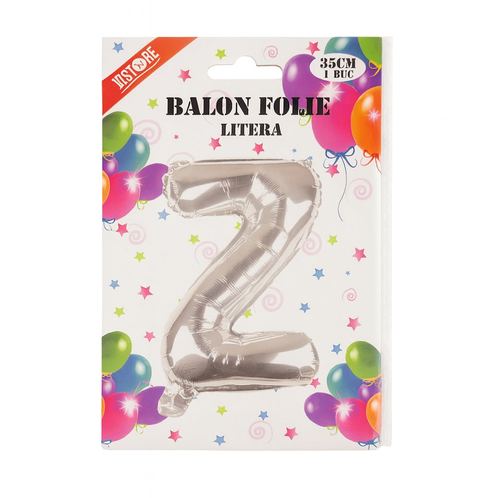 Balon folie litera Z argintiu, 35 cm, decor aniversar si petreceri, 1 buc