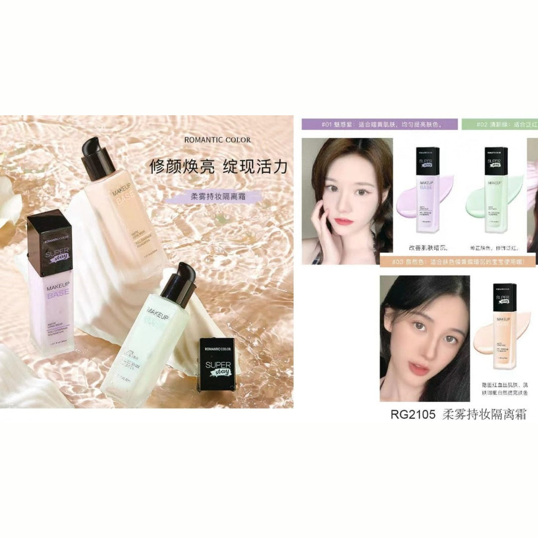 Baza de Machiaj Romantic Color Matte Long Wear , 30ml, Matifiere, Fixare, Rezistenta Indelungata
