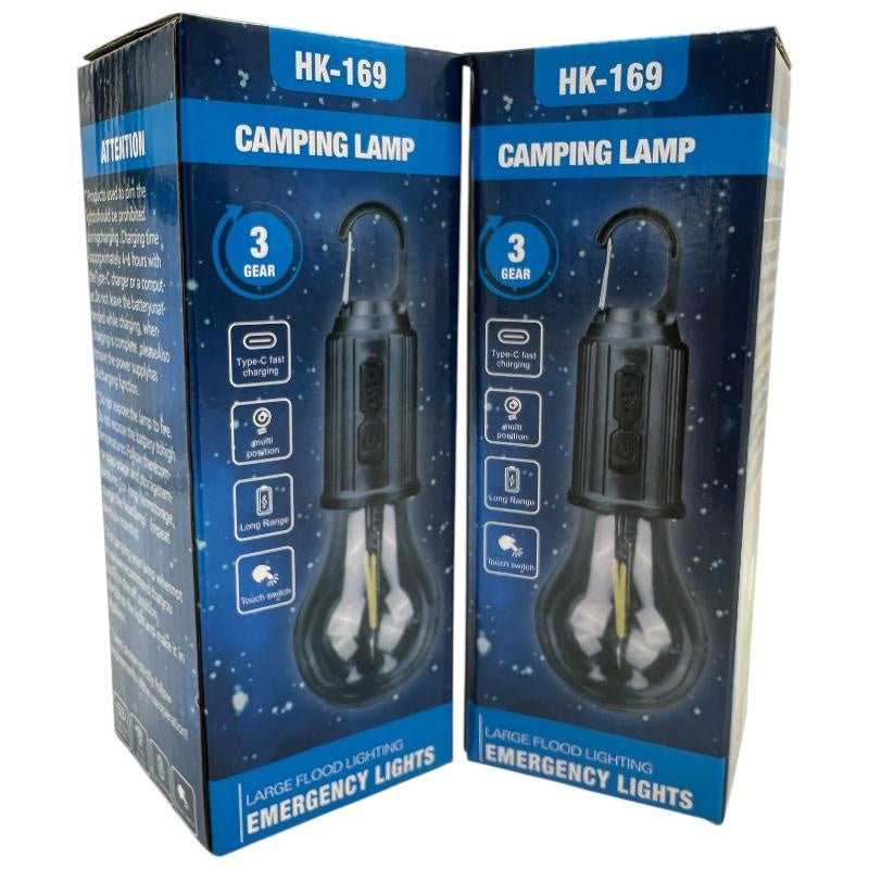 Bec portabil LED 3W cu incarcare rapida USB Type-C , autonomie 24h, 220V, soclu E27, lumina calda, clasa A, plastic durabil,